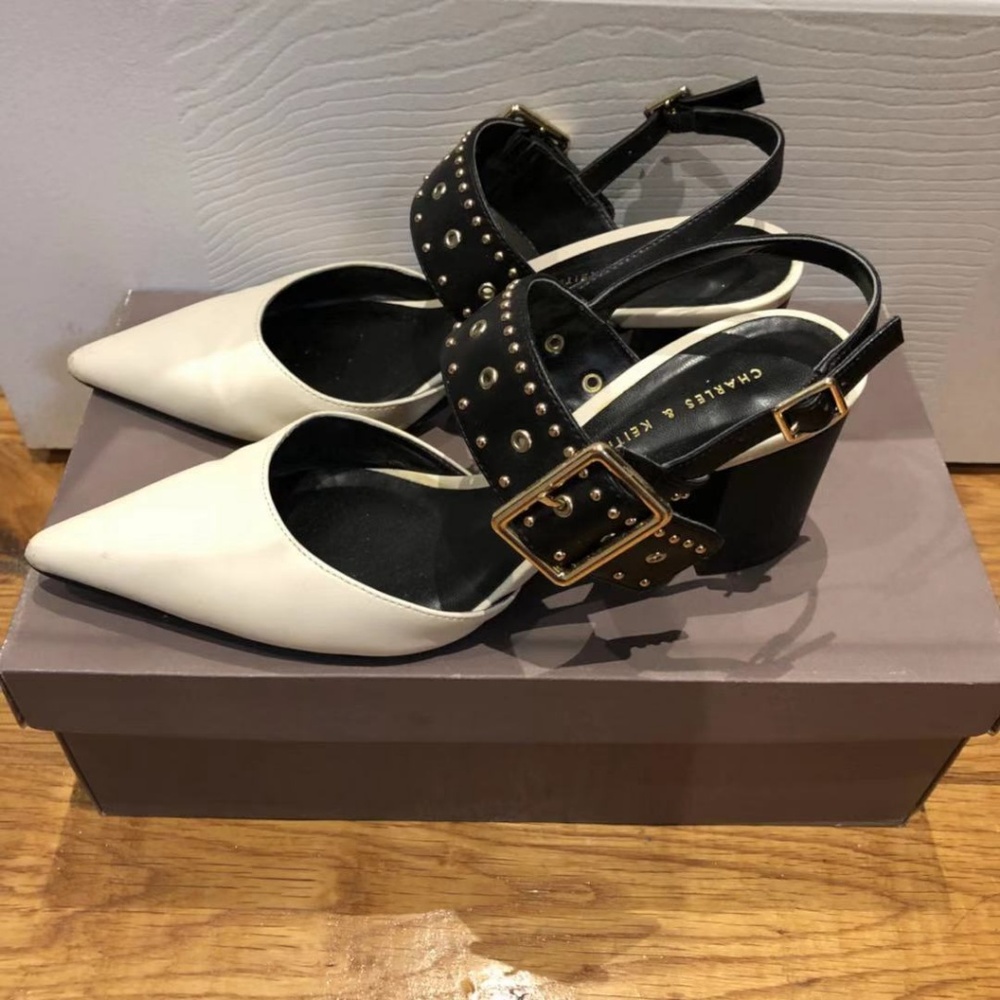 Charles & Keith studded pointed slingbacks shoes